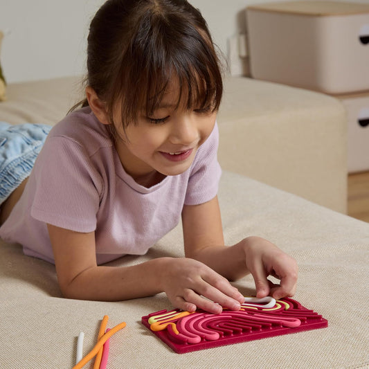 Sensory Activity Board: Silicone Fidget Toy for Calming, Stress, Anxiety, ADHD & Autism | Silent, No Mess | Kids 3+ & Adults | Includes Portable Travel Bag & 11 Strings