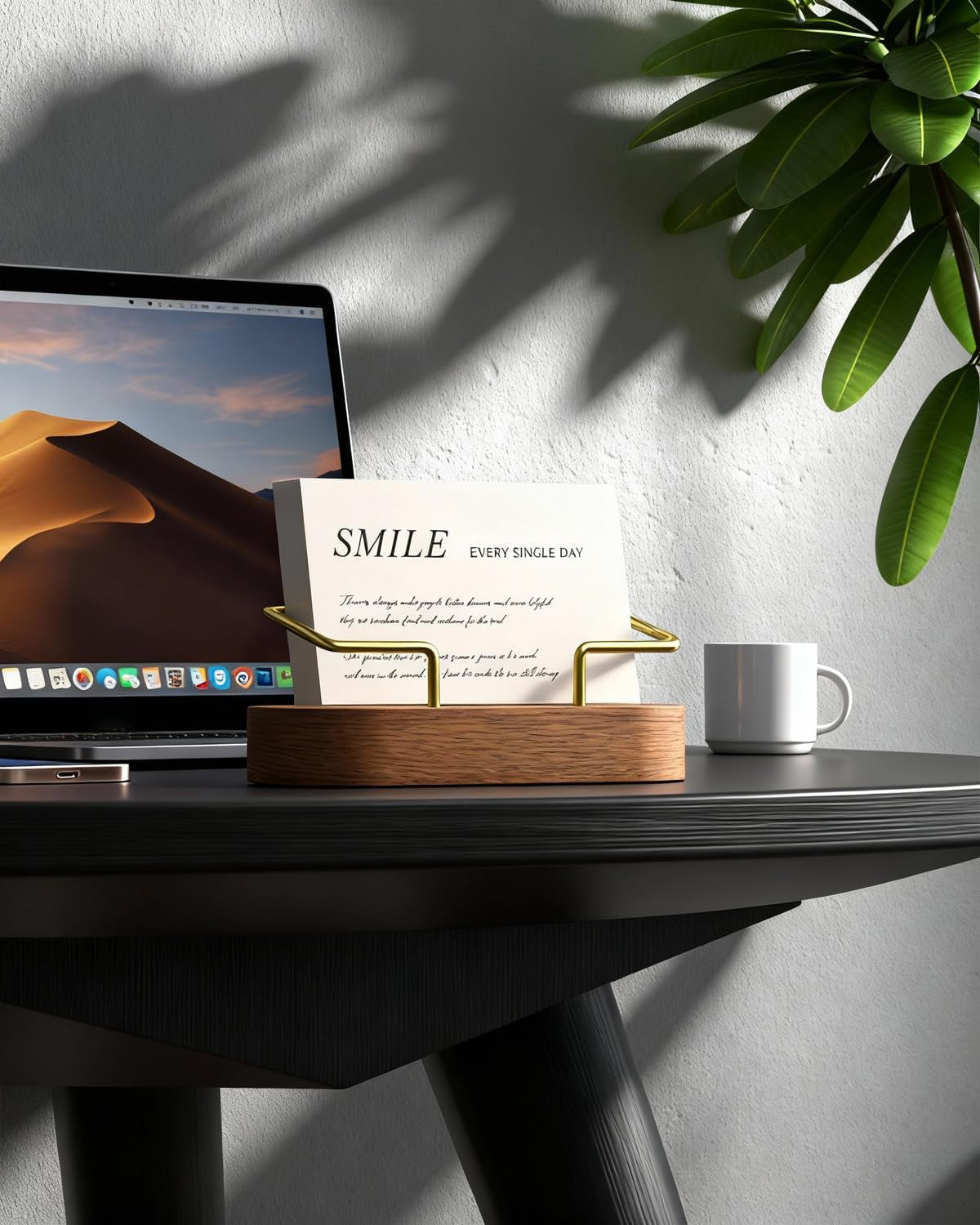 Wood Business Card Holder Desk, Creative Wooden Business Card Display Stand, Office Essentials, Minimalist Office Decor (Walnut 1Pack)