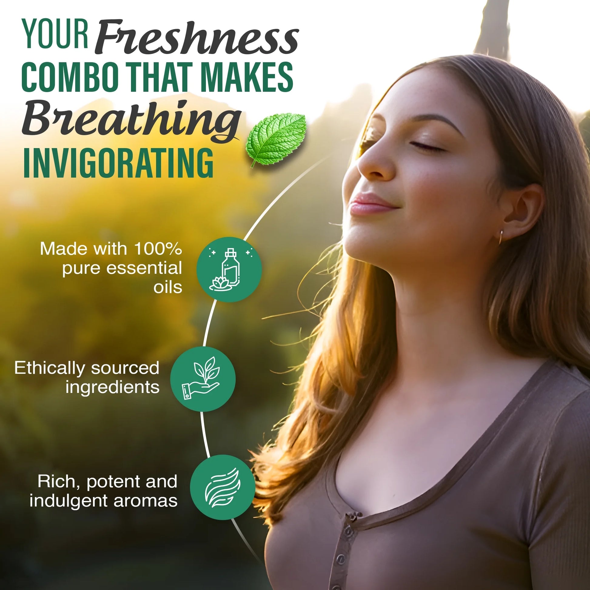 Breathe Essential Oil Blends for Congestion, Sinus & Aromatherapy - Set of 3