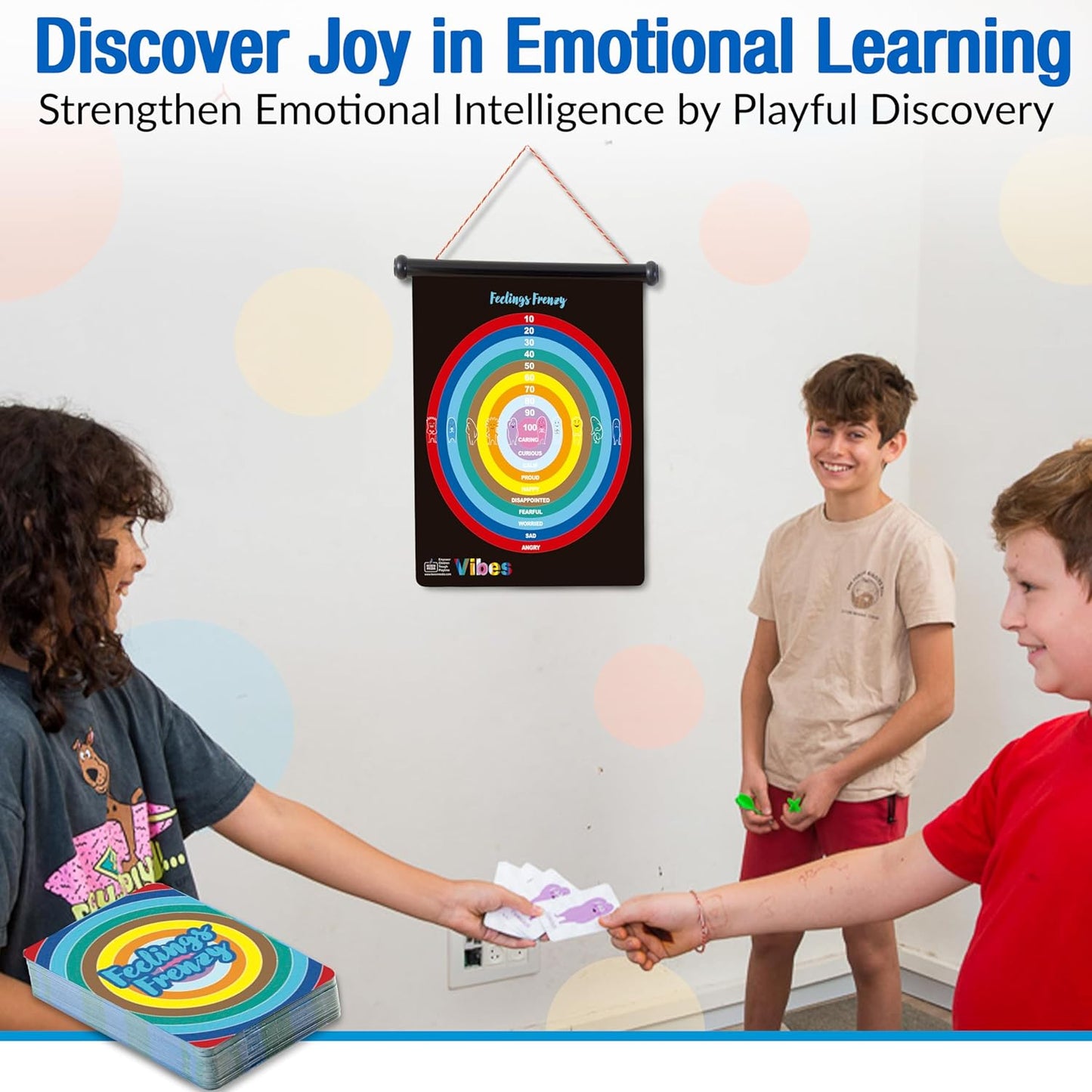 Vibes Therapy Games for Teens & Kids 6+ | 2-In-1 Feelings Dartboard Games | CBT Social Emotional Games | Anger Management Tool for Emotional Regulation & Social Skills | for Professionals & Families