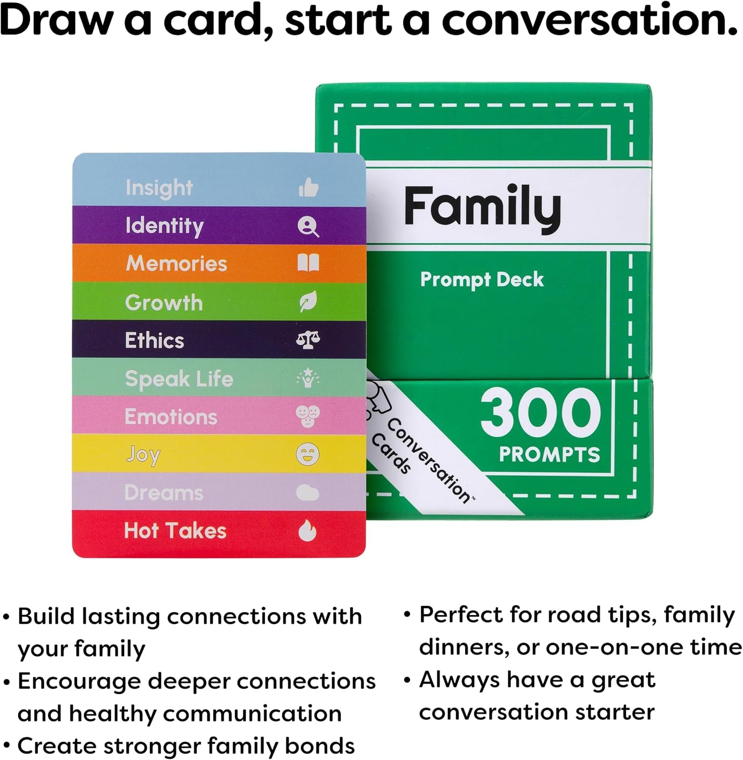 Family Pack | 300 Open-Ended Questions and Conversation Starters | Cards to Ignite Deeper Connections | a Great Gift for Families and Close Friends of All Ages