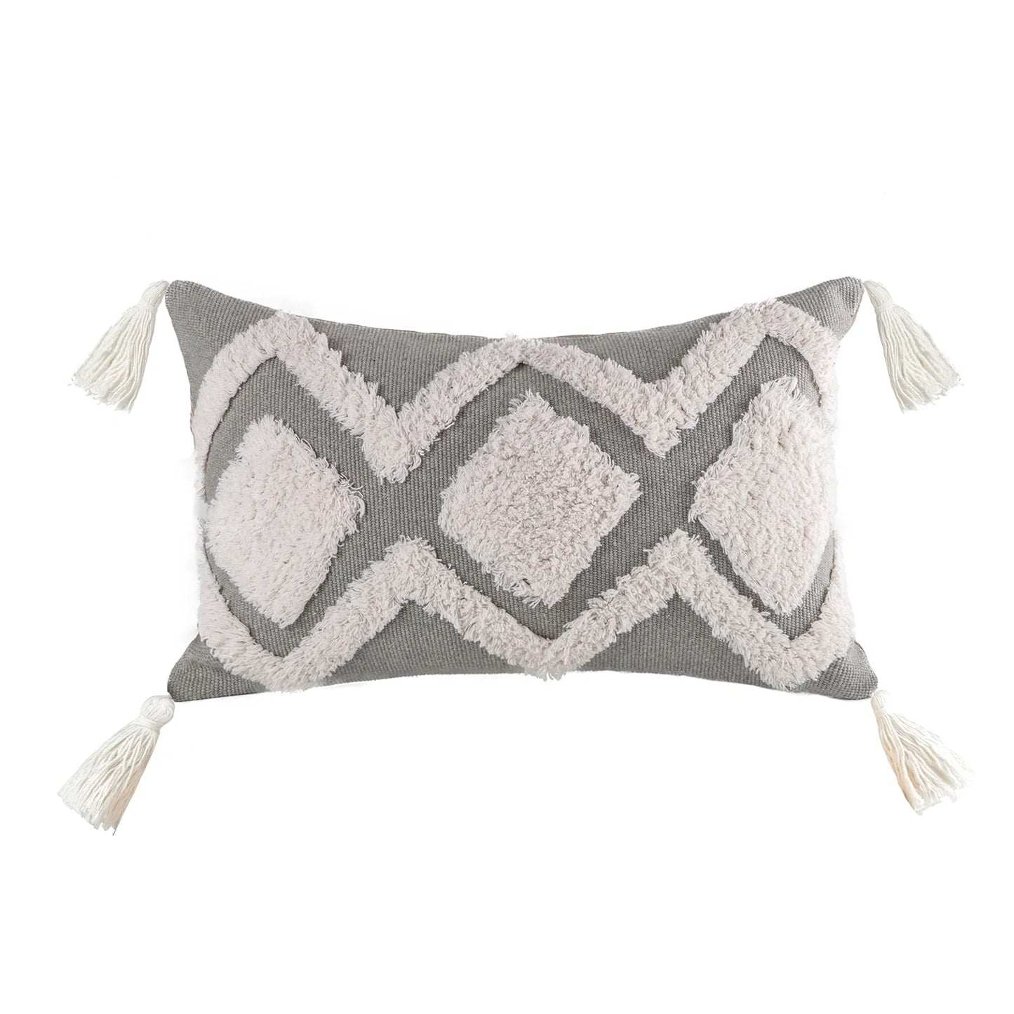 12" X 20" Bohemian Gray Weave Polyester Throw Pillow
