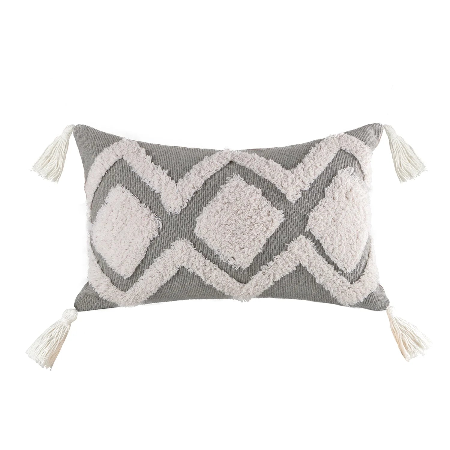 12" X 20" Bohemian Gray Weave Polyester Throw Pillow