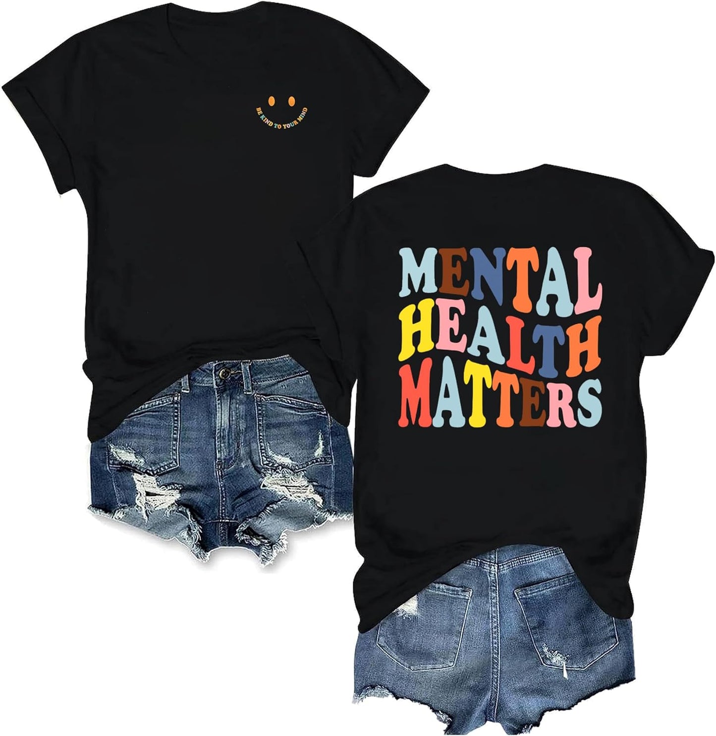 Women'S Mental Health Awareness Shirt Mental Health Matters Graphic Short Sleeve Tee Tops