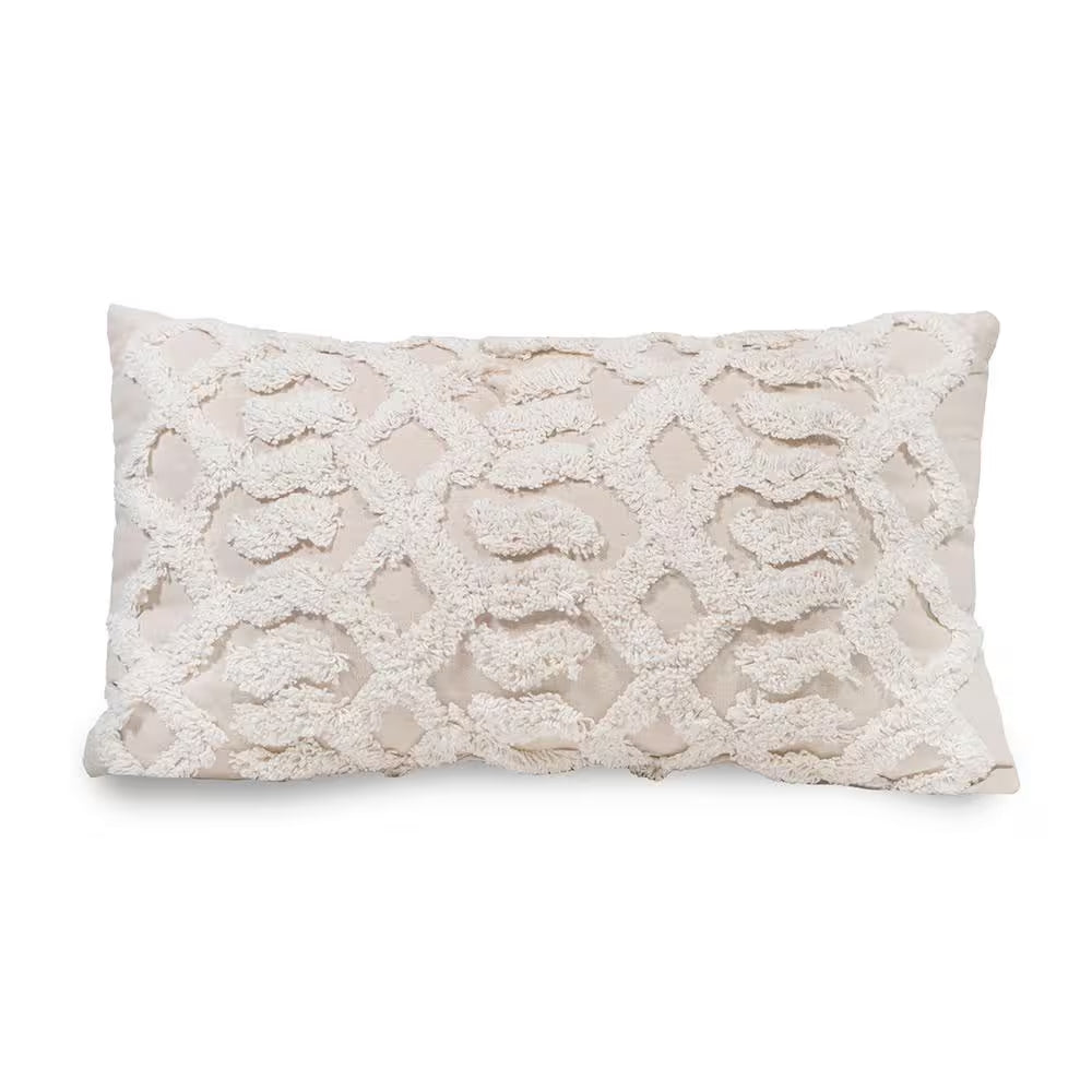 Macrame 20 In. X 12 In. Natural Rectangle Outdoor Throw Pillow