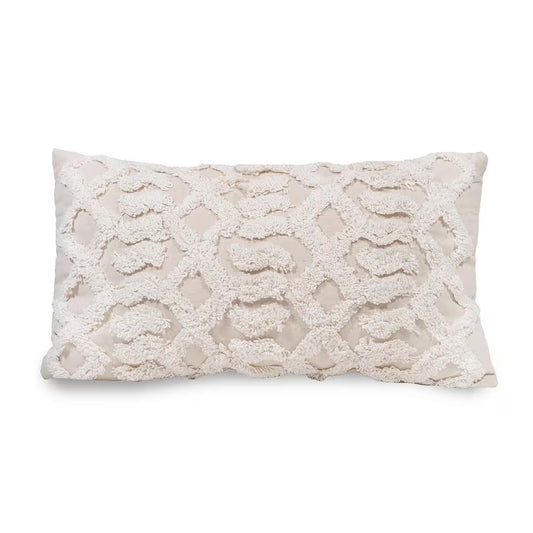 Macrame 20 In. X 12 In. Natural Rectangle Outdoor Throw Pillow