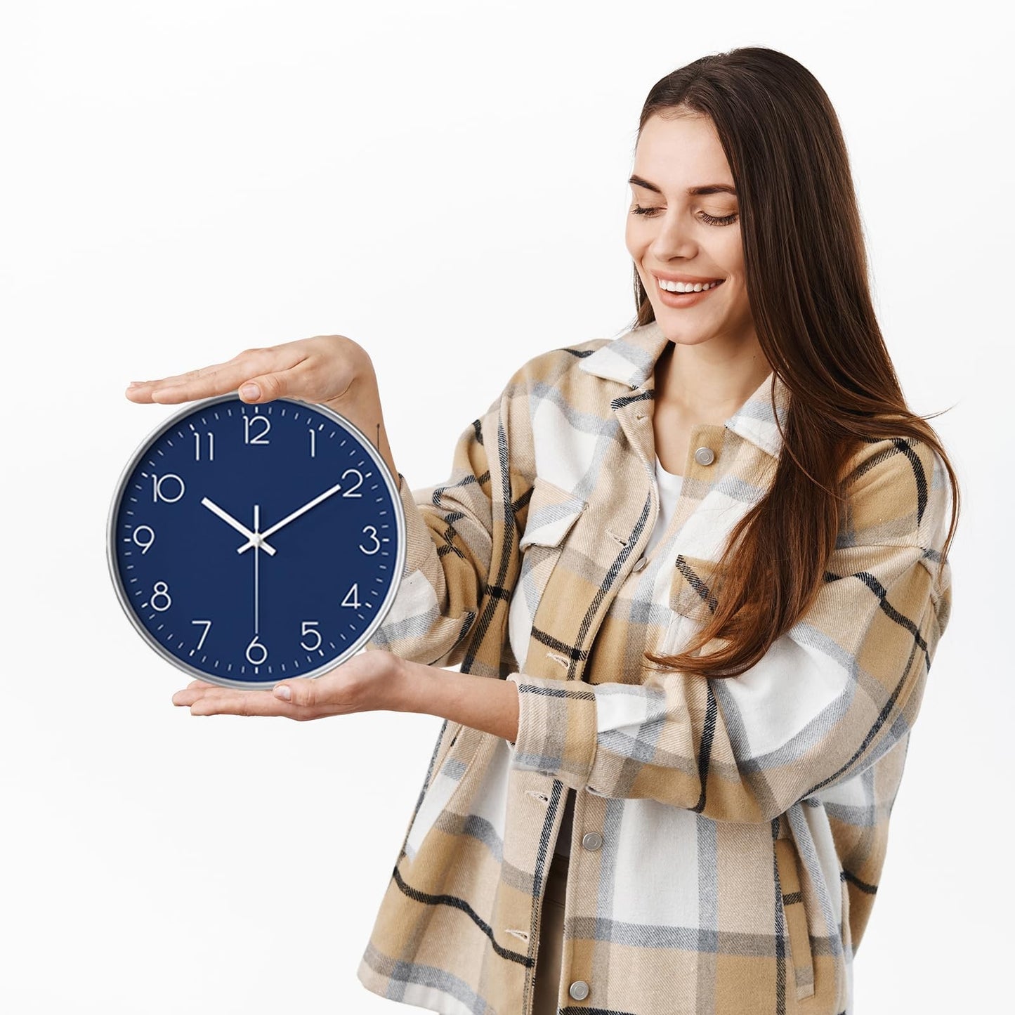 Kitchen Wall Clock, 8 Inch Small Silent Non-Ticking Wall Clock Battery Operat...