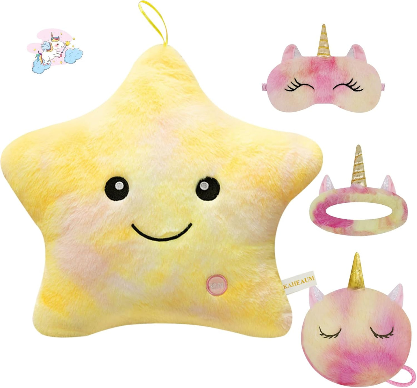 Kids Decorative Pillow,Cute Star LED Light up Pillow Gift for Girls Women Birthday Unique Throw Pillows Bedroom Couch Office Lumbar Back Cushion Purple Plush Pillow Stuffed Toy
