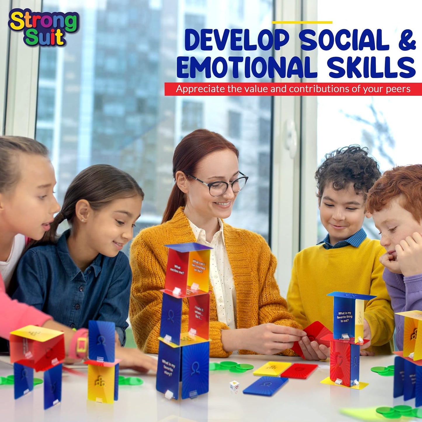Social Emotional Games for Teens and Kids 6+ |  Tower of Self Esteem Therapy Game for Counselors, Therapists and Parents | SEL & CBT Tools
