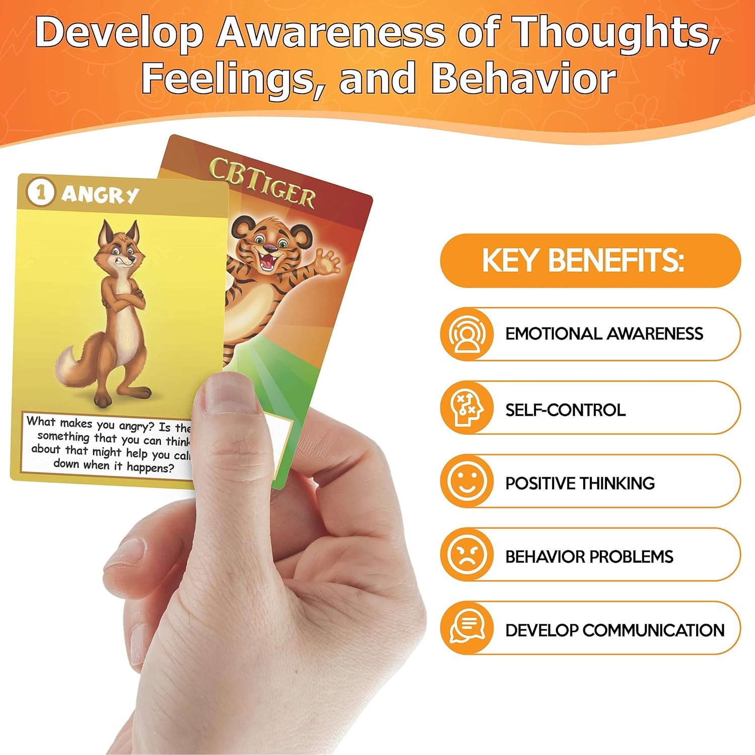 Cbtiger-Therapy Games for Kids - Created by a Professional Therapist - High Grade Cardboard - Develop Social Skills - Practice Emotional Awareness - Improves Anger Control -For Counselors