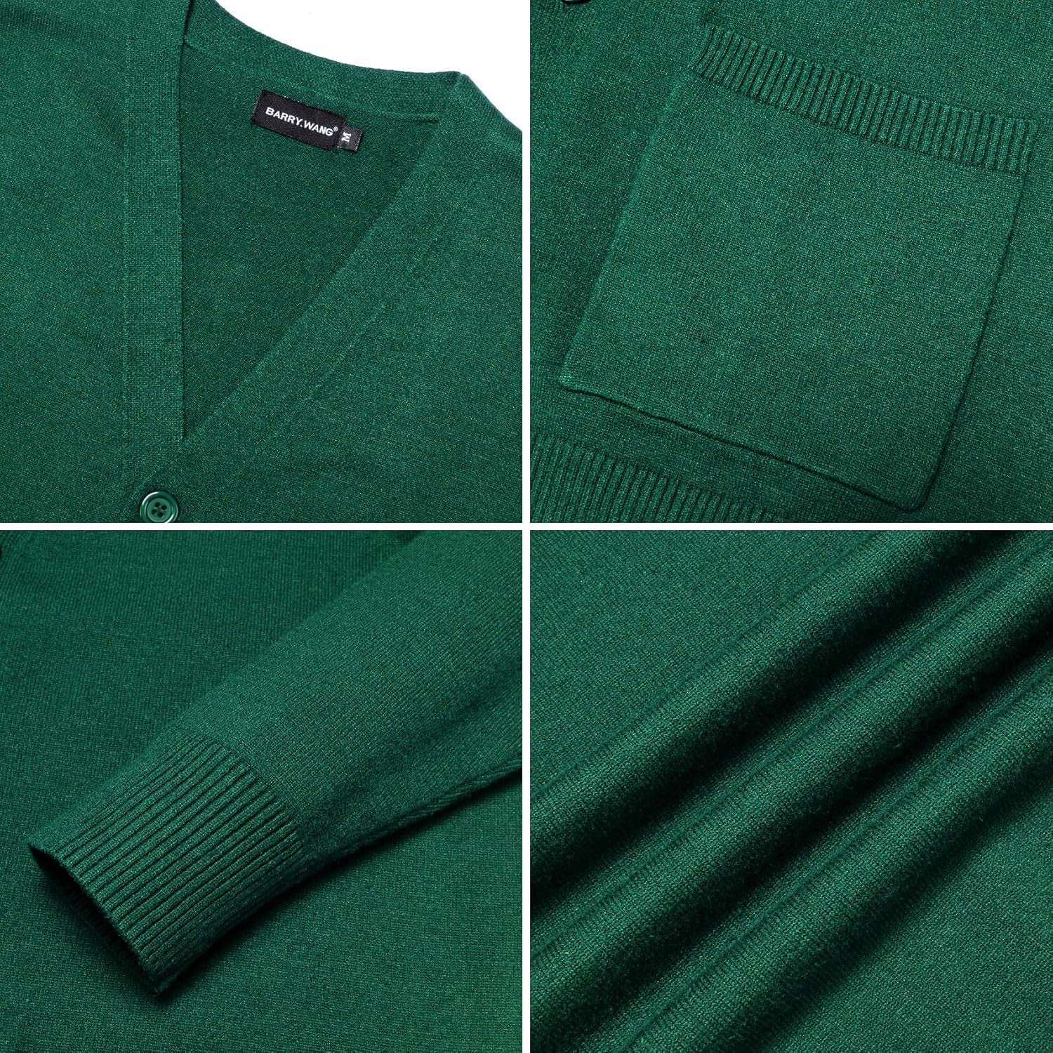Mens Cardigan Sweater Long Sleeve Casual V Neck Solid Knitwear Cardigans with Pockets Business Weekend