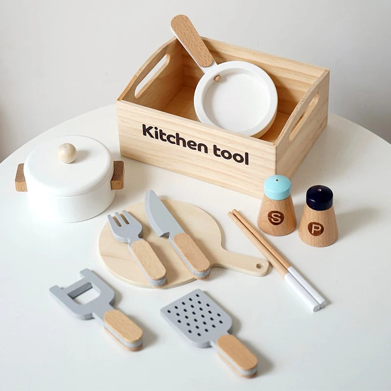 Children Play House Kitchen Games Simulation Wooden Boxed Fruit Cut Pretend to Play Magnetic Cookies Baking Girls Toys Set Gifts