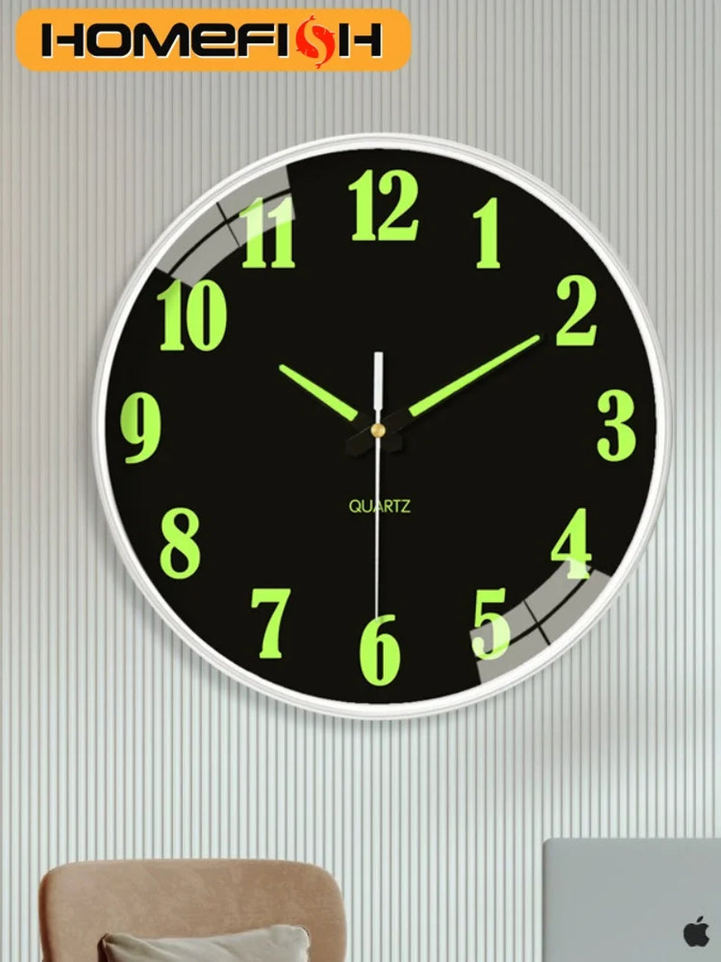 8 Inch Wall Clock Luminous Clock Living Room Decorative Wall Clock Stylish Silent Hole-Free Wall Clock Quartz Clock