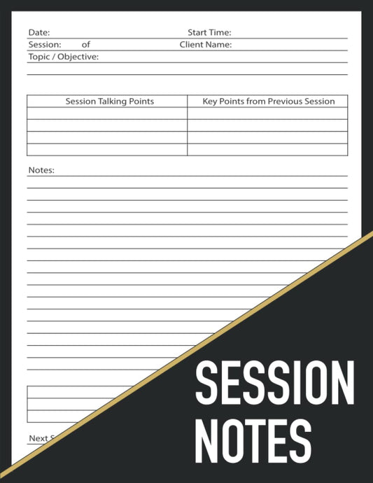 Session Notes Notebook: Session Notebook for Therapists