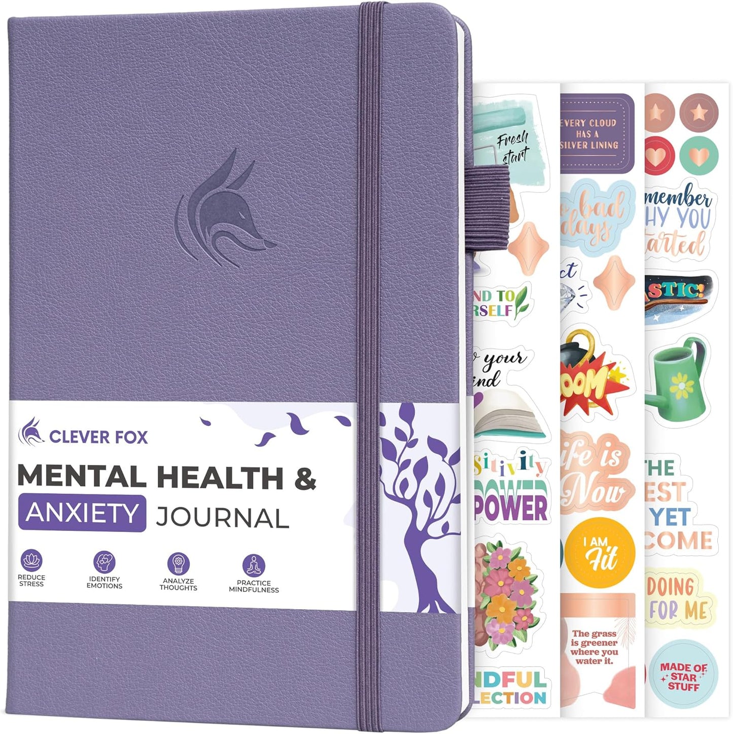 Mental Health & Anxiety Journal – Guided CBT Journal with Prompts for Self Help & Stress Relief – Mood & Emotion Tracker (Purple)