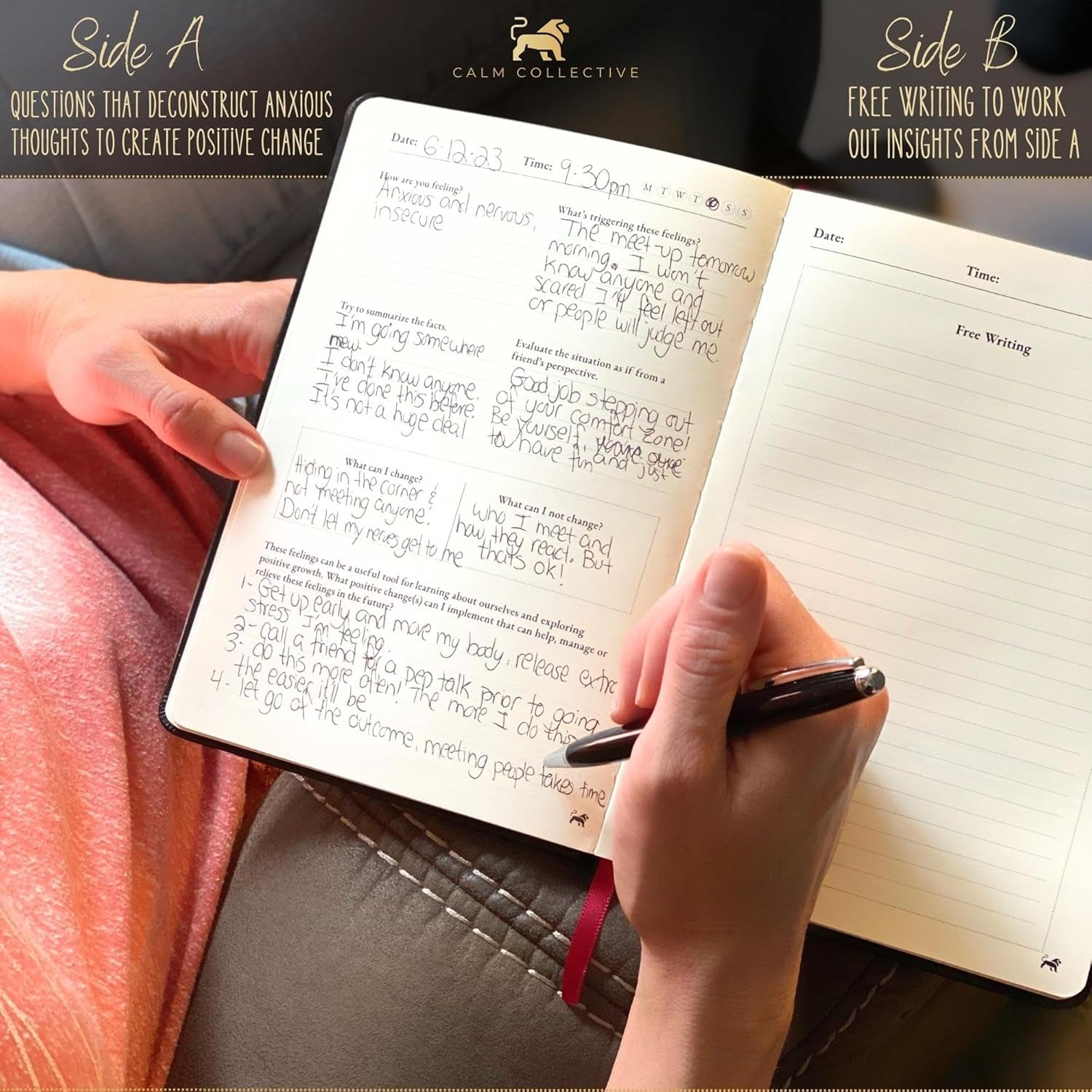 Guided CBT Anxiety Relief Journal Kit for Mental Health Therapy with Free Pen Included, Mindfulness Self Care Prompts, Gratitude & Habit Tracker, Wellness Gift Diary Notebook