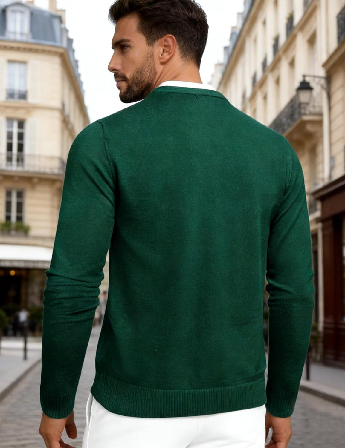 Mens Cardigan Sweater Long Sleeve Casual V Neck Solid Knitwear Cardigans with Pockets Business Weekend