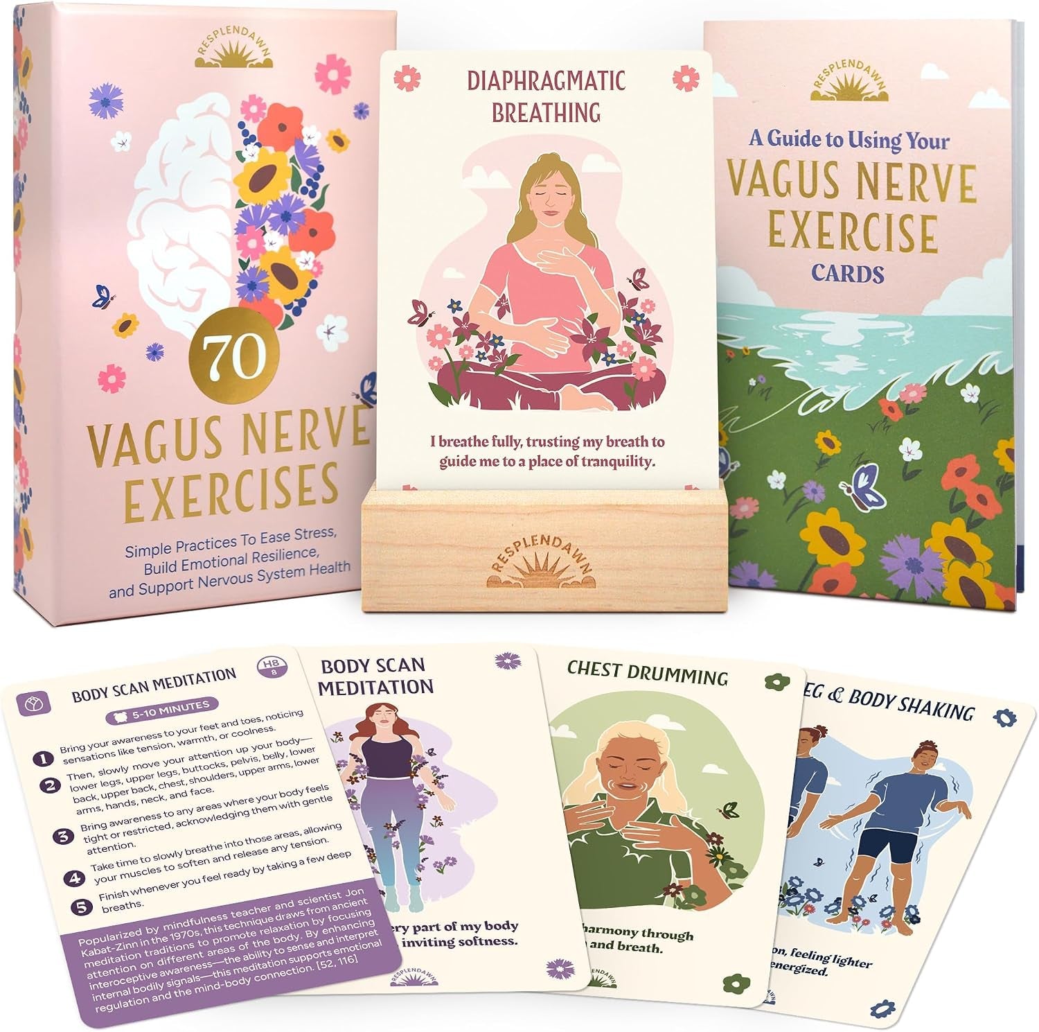 70 Vagus Nerve Exercises - Cards for Nervous System Regulation - Polyvagal Theory Techniques to Reduce Stress & Anxiety on 3.5" X 5" Cards - Breathwork, Mindfulness, Movement & Sensory Exercises