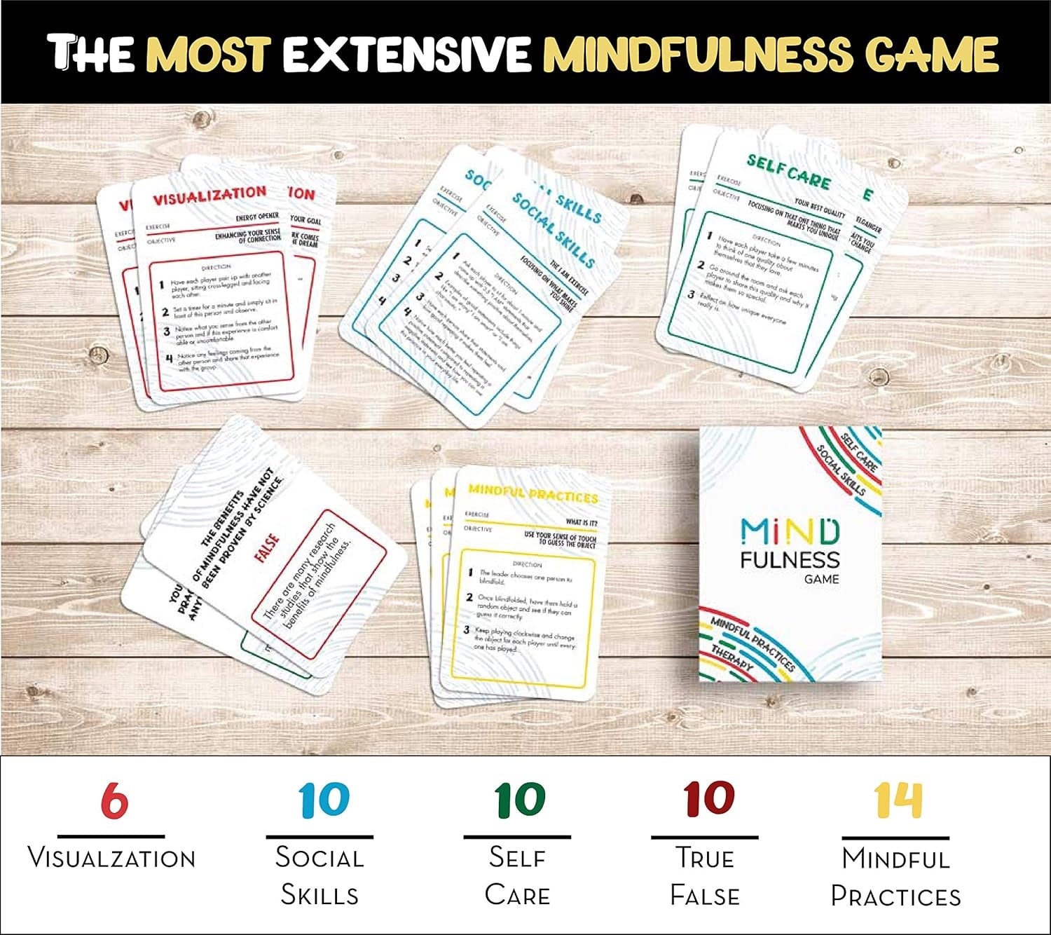 Mindfulness Therapy Game: Teaches Social Skills, Self Care & More for Kids, Teens & Adults. 50 Cards