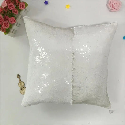 Pillowcase Decorative Cushion Cover Mermaid Sequin Colorful Square Plain Knitted Hidden Zipper Pillow Home Car Sofa 40*40Cm
