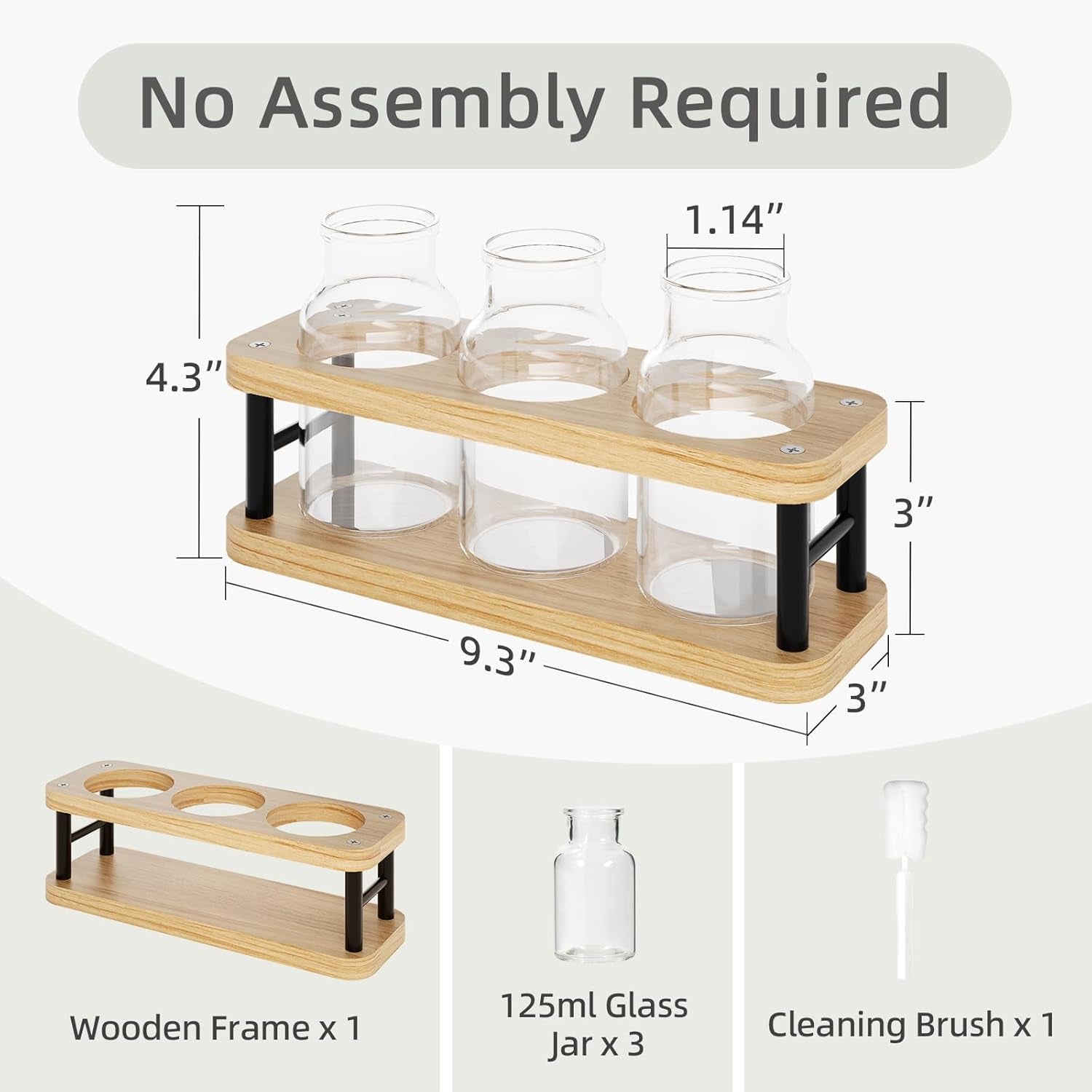 Plant Propagation Station with Wooden Stand, Propagation Vases Glass Planters for Indoor Plants Hydroponic Propagating Jars Home Office Decor, Plant Lover Gifts