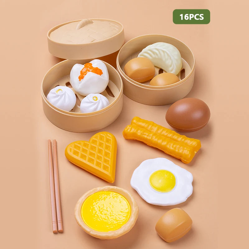 Simulation Breakfast Kids Pretend Play Kitchen Toys Miniature Steamer Buns Dumplings Chinese Food Children Educational Toys