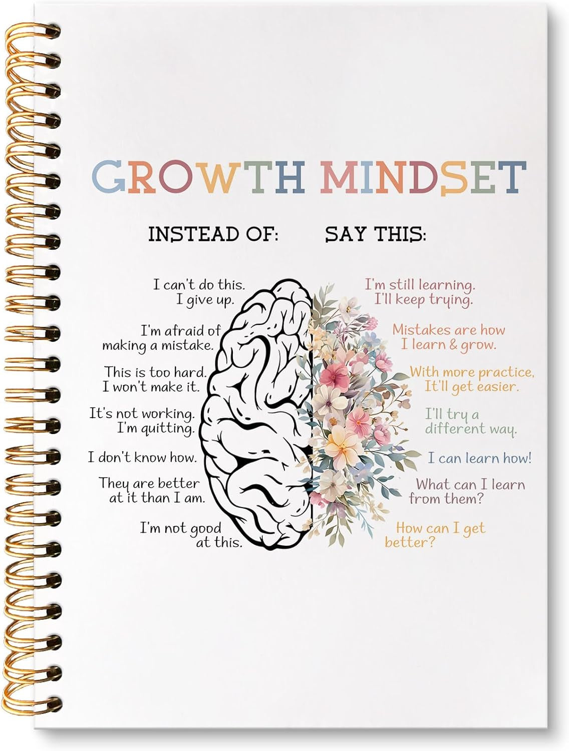 Mental Health Office Boho Notebook Journal, Psychologist Therapist Gift Journal for Women, Therapy Notebooks for Note Taking, Positive Affirmations Hardcover Spiral Notebook, 5.5X8.3 Inch
