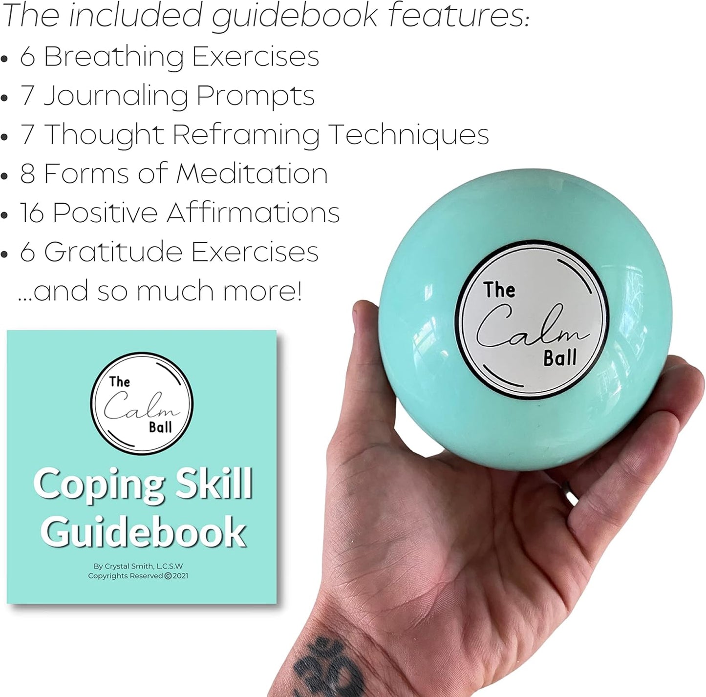 The Calm Ball – Therapist-Designed Coping Skills Magic 8 Ball with 20 Calming Strategies & Guidebook – Emotional Regulation Tool & Mental Health Gift for Teens, Adults, Therapists & Classrooms