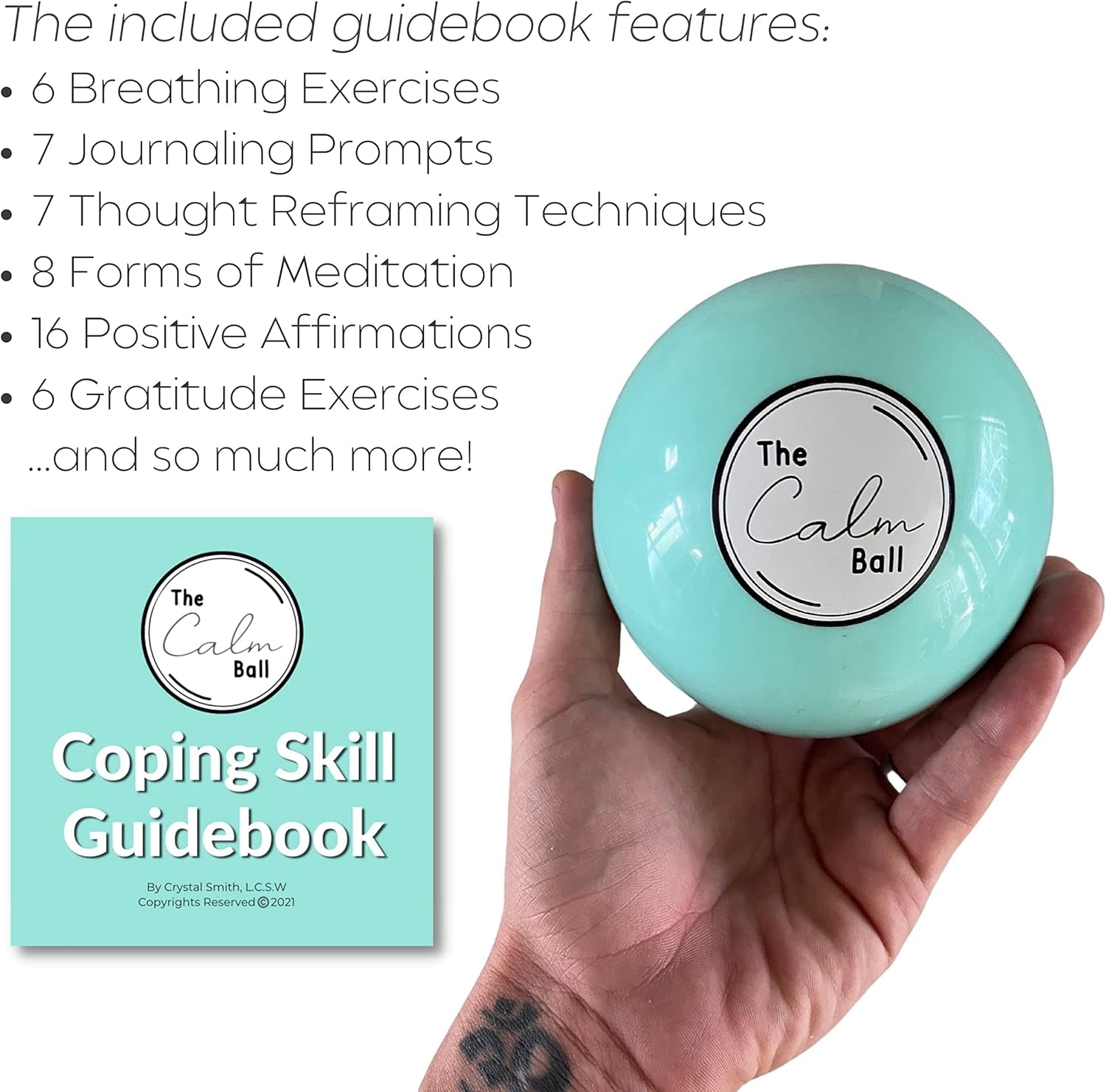 The Calm Ball – Therapist-Designed Coping Skills Magic 8 Ball with 20 Calming Strategies & Guidebook – Emotional Regulation Tool & Mental Health Gift for Teens, Adults, Therapists & Classrooms