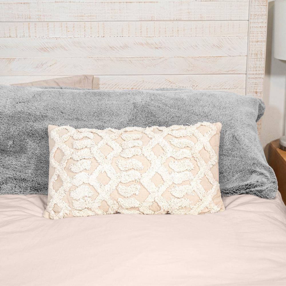 Macrame 20 In. X 12 In. Natural Rectangle Outdoor Throw Pillow