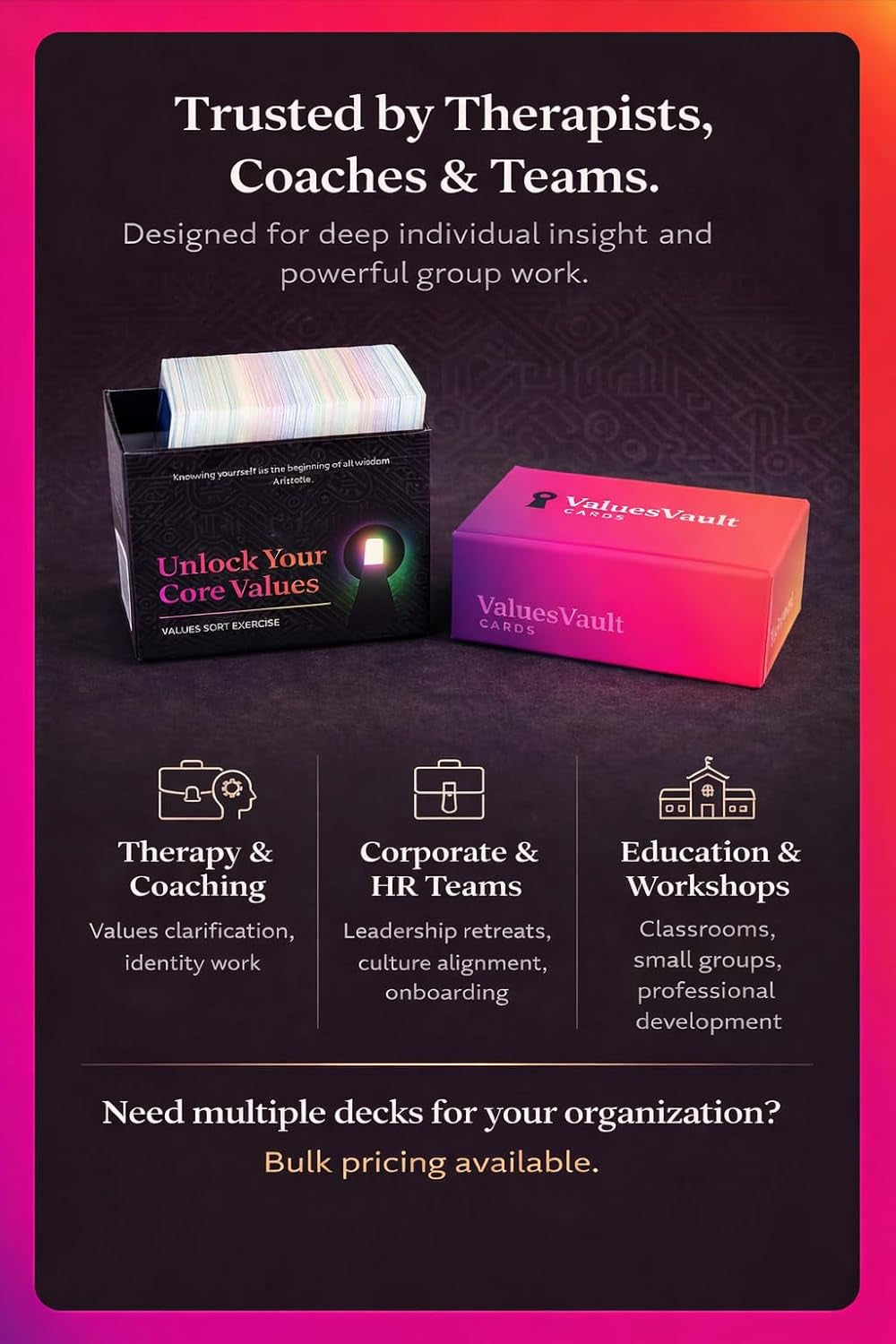 Core Values Cards Sort Deck 208 Values Cards | Therapist-Designed for Self Discovery & Personal Growth Tool