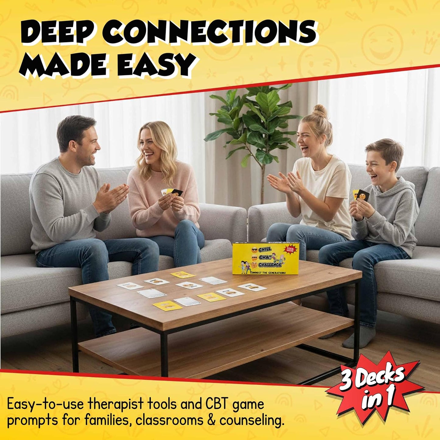 Fun Social Skills and Therapy Game for Adults and Teenagers: CBT Family Game for Therapeutic Conversations and Better Relationships. Counseling Tool