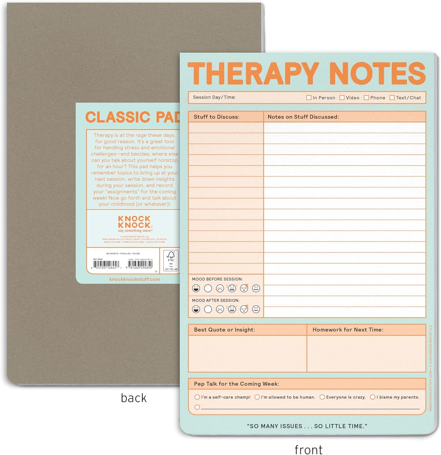 Therapy Notes Pad: Record Stuff to Discuss in Therapy + Session Notes & Discussion, 6 X 9-Inches, 12645