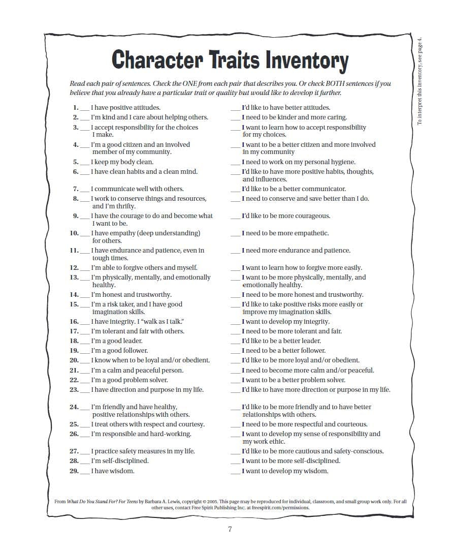 What Do You Stand For?: for Teens: a Guide to Building Character