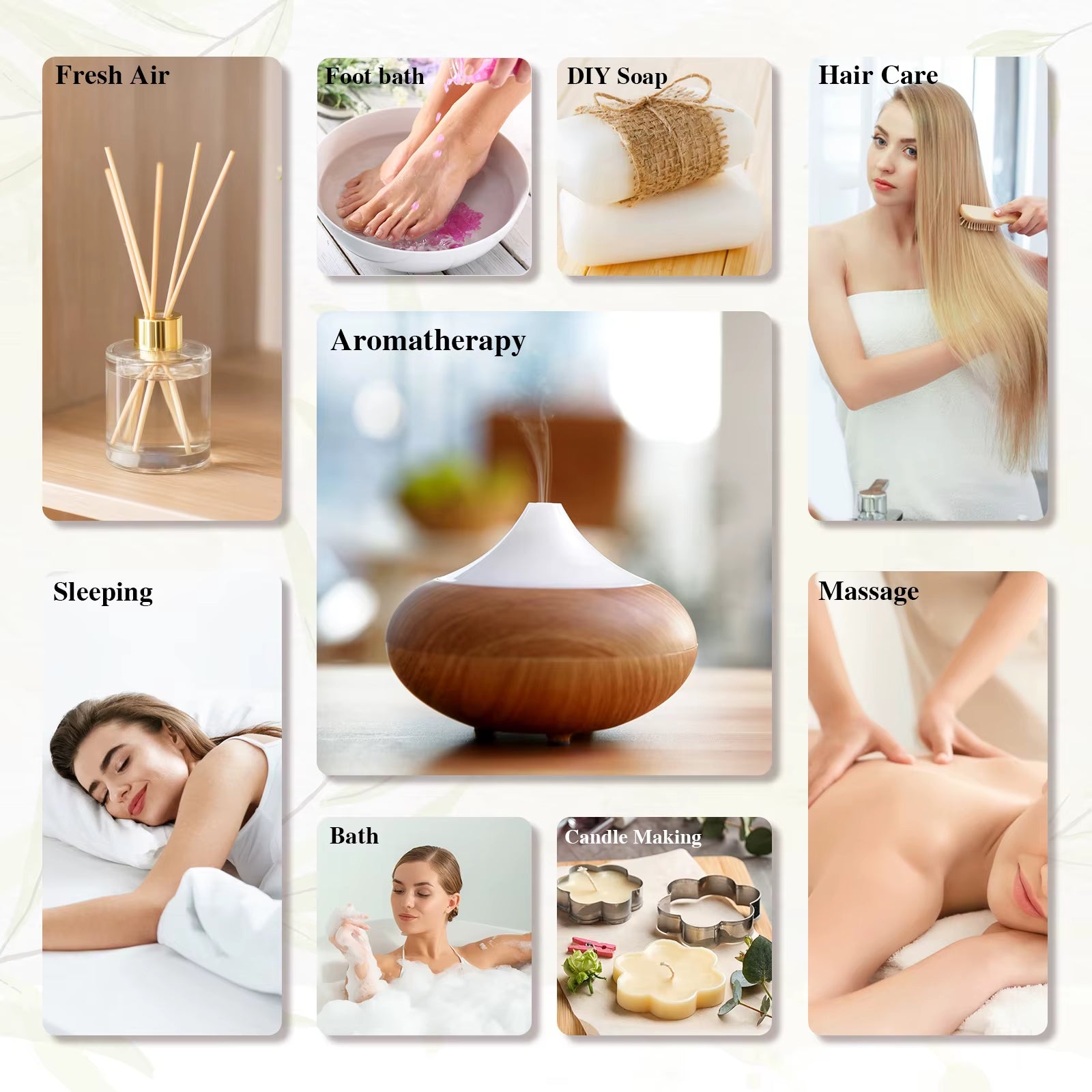 10ML Essential Oil Lavender Jasmine Eucalyptus Vanilla Sandalwood Bergamot Rosemary Citronella Cinnamon Fragrance Oil