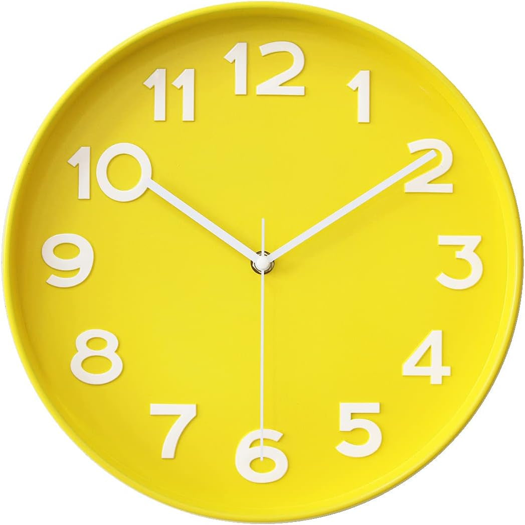 Wall Clocks for Living Room Bedroom Office Classroom Decor Small Silent Non Ticking Kitchen Wall Clock Battery Operated