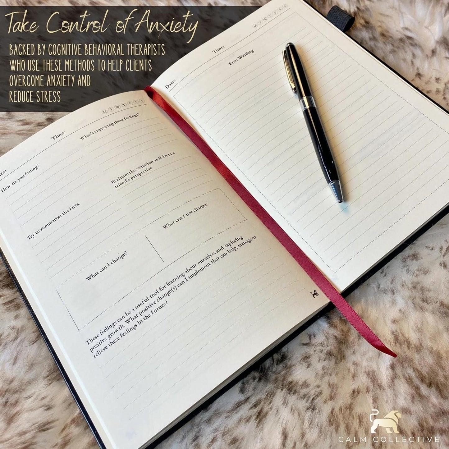 Guided CBT Anxiety Relief Journal Kit for Mental Health Therapy with Free Pen Included, Mindfulness Self Care Prompts, Gratitude & Habit Tracker, Wellness Gift Diary Notebook