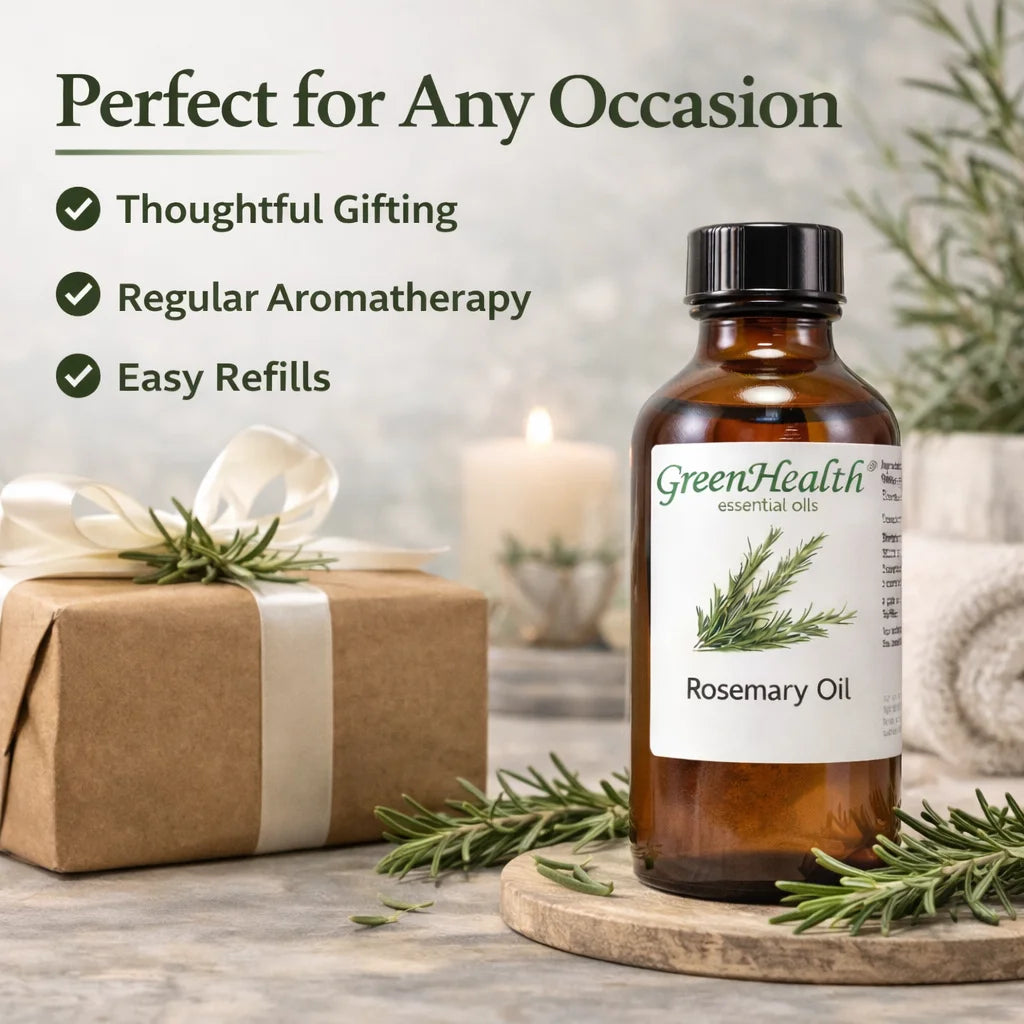 Rosemary Essential Oil – 4 Fl Oz Amber Glass Bottle with 3 Free Droppers