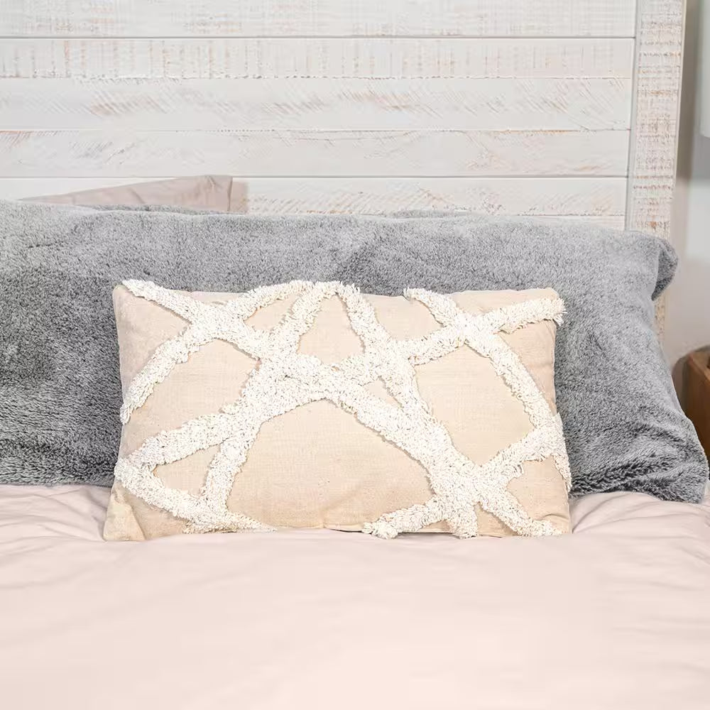 Macrame Natural 20 In. X 12 In. Outdoor Throw Pillow