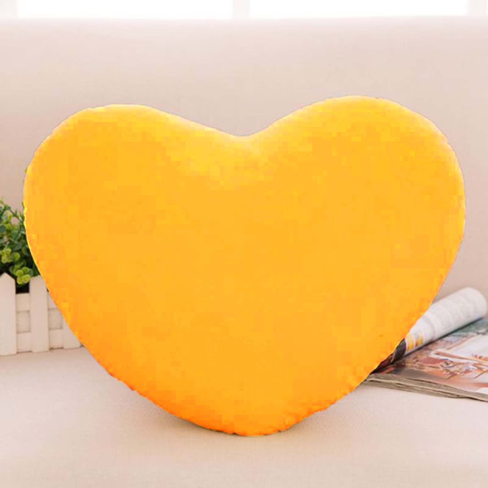 Gift for Him  Heart Pillow, Pink Heart Shaped Pillows Decorative Pillow, Plush Heart Shaped Throw Pillow for Bedroom Living Kids Room 6 Inch Yellow