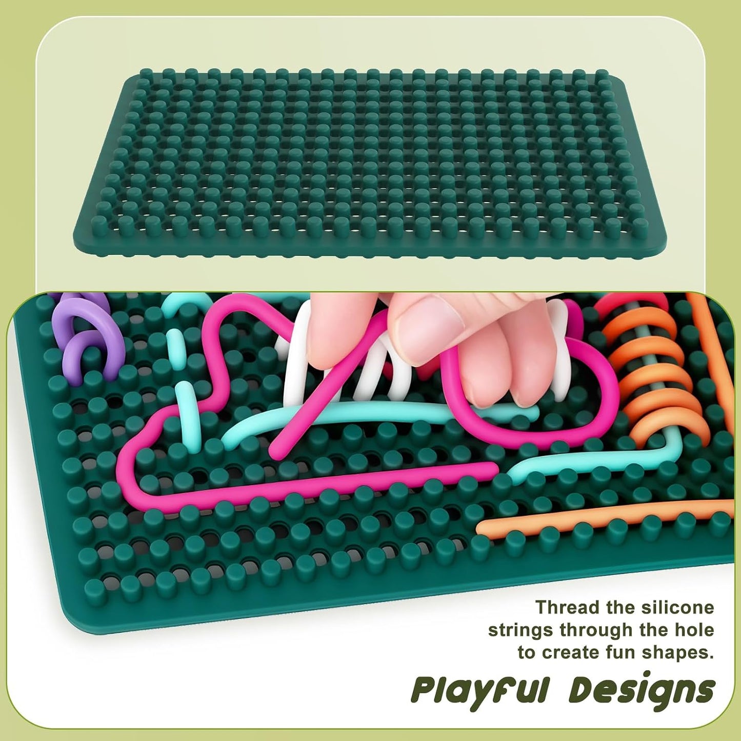 Sensory Fidget Toys for Kids Toddler, Sensory Activity Knitted Board for Stress Relief, Calming, Focus, ADHD and Autism, Silicone Travel Airplane Essentials Toys for Kids 3+ & Adults with 20 Strings