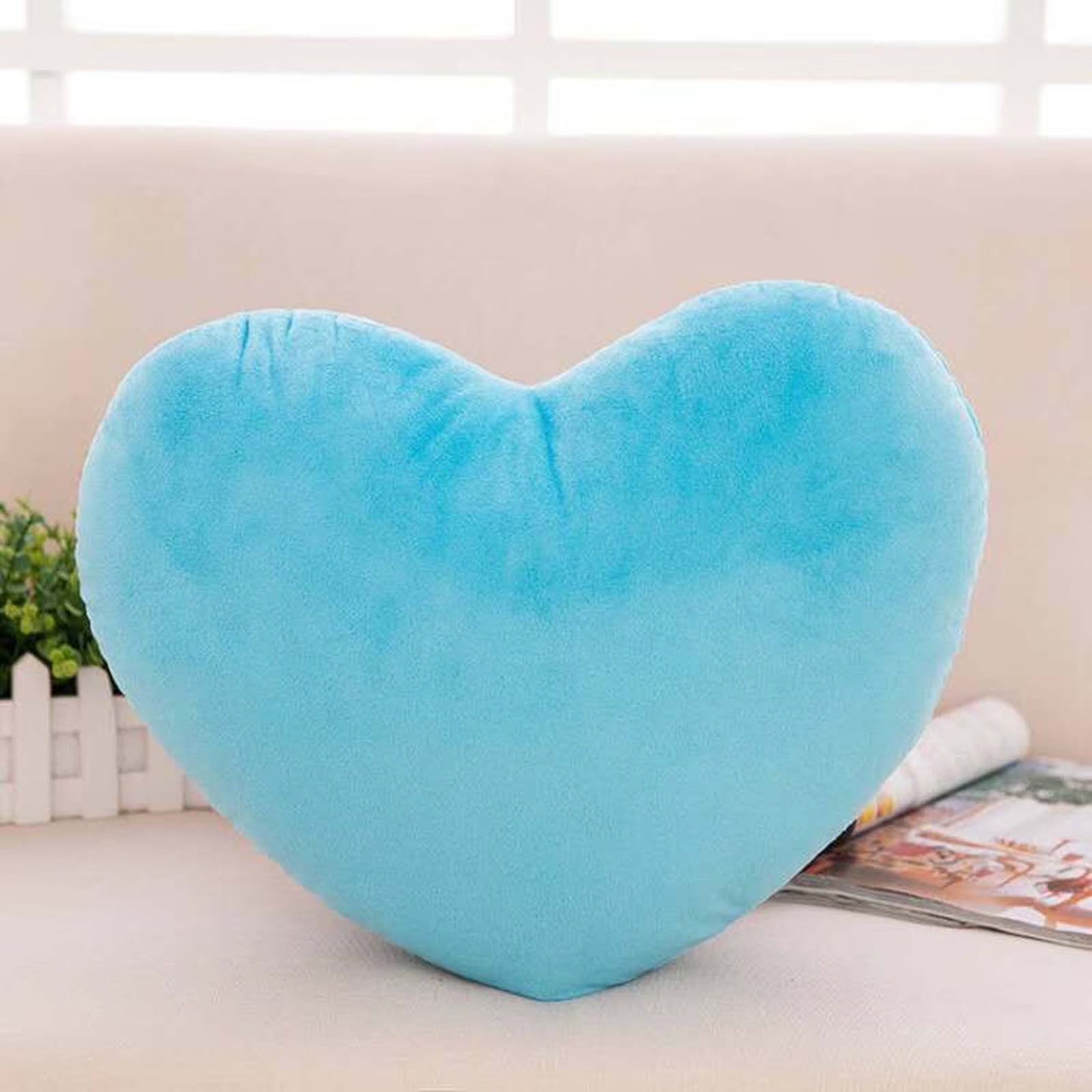 Gift for Him  Heart Pillow, Pink Heart Shaped Pillows Decorative Pillow, Plush Heart Shaped Throw Pillow for Bedroom Living Kids Room 6 Inch Blue