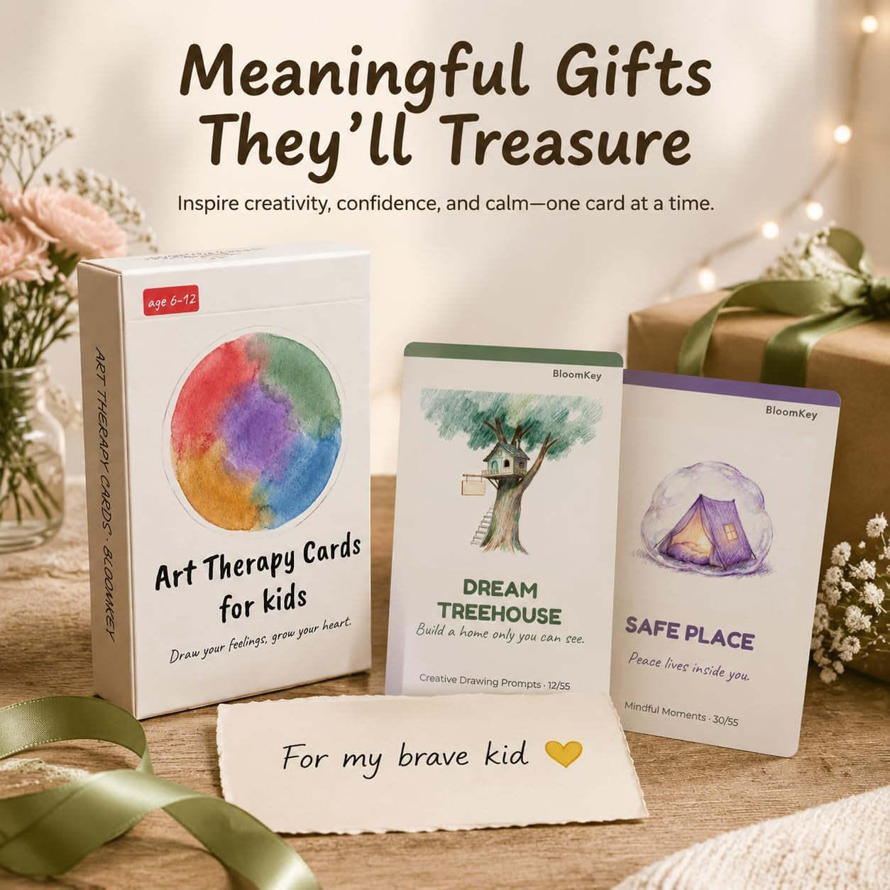 Art Therapy Cards for Kids Ages 6-12 - 52 Emotion & Mindfulness Cards with Creative Drawing Prompts | Social Emotional Learning SEL Tool for Anxiety, Self-Esteem & Coping Skills
