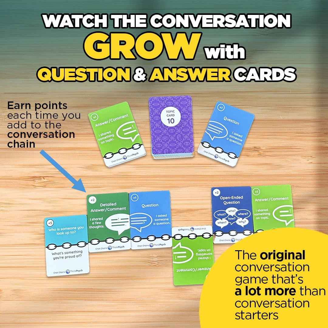 Chat Chains - the Game That Connects Us | Social Skills Games | Therapy Games for Teens and Kids | Ages 8-99 | Therapy Conversation Cards | 15 Mins Playtime