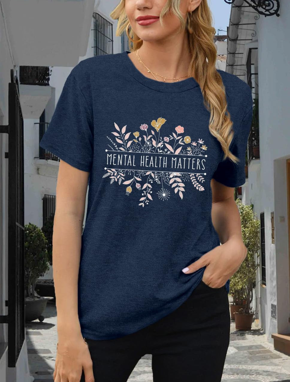 Mental Health Matters Shirt for Women Be Kind Tshirts Therapist Tee Top
