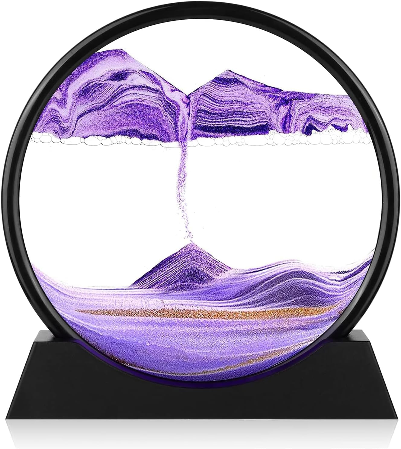Moving Sand Art Picture - round Glass 3D Deep Sea Sandscape - 3D Quicksand Painting Decor - Relaxing Home Decoration Desk Figurine for Office, Home, Desk, Mantle, Bookshelf - (Green, 7 In)