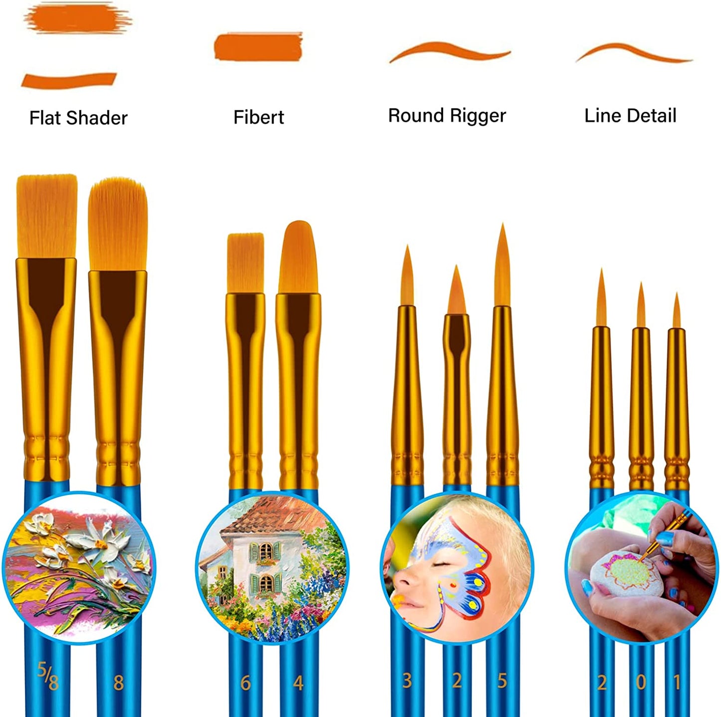 Paint Brushes Set, 30 Pcs Paint Brushes for Acrylic Painting, Oil Watercolor Acrylic Paint Brush, Artist Paintbrushes for Body Face Rock Canvas, Adult Drawing Arts Crafts Supplies, Blue