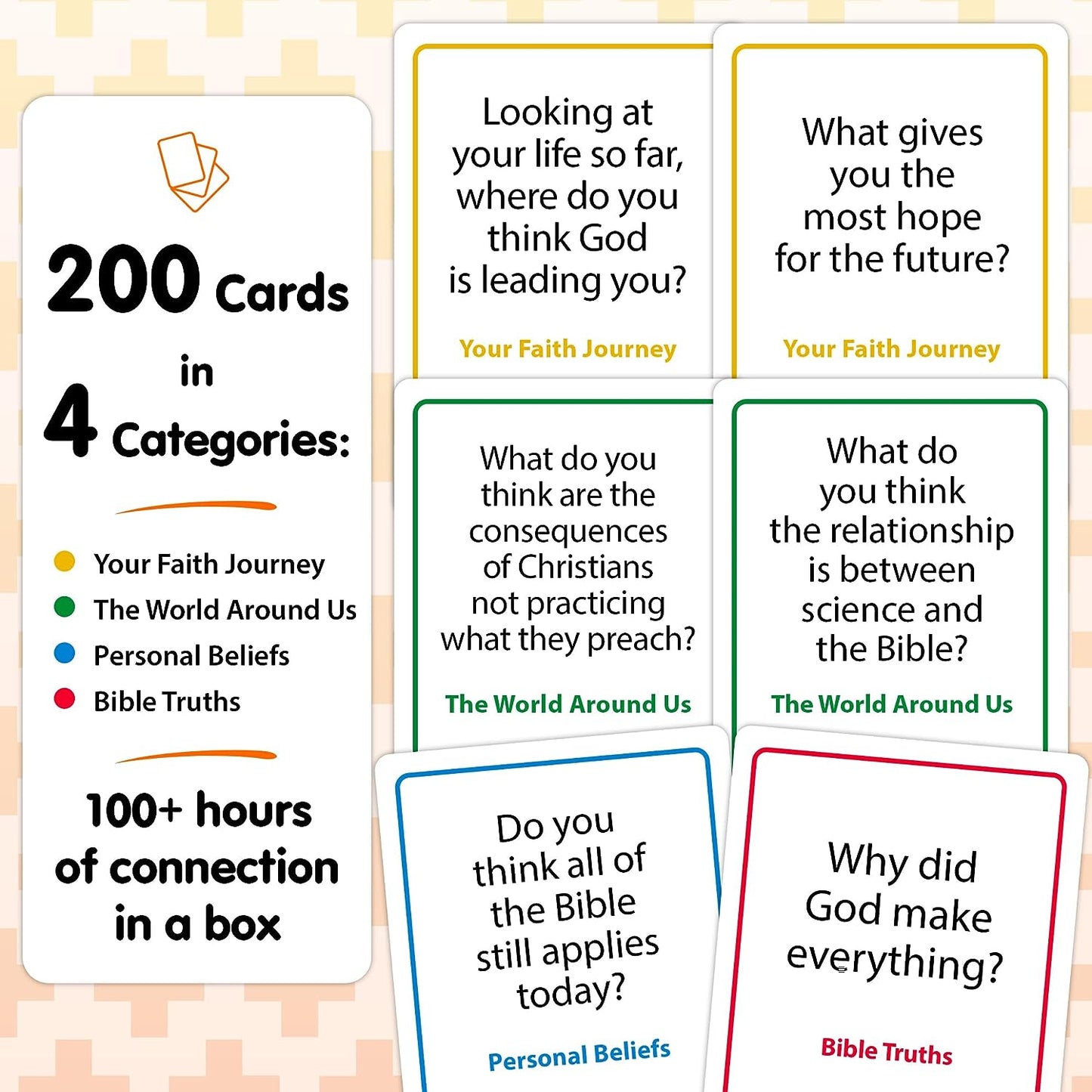 200 Conversation Cards for Christians Game - Explore Your Faith and Have Fun on Family Game Night, Bible Study or Youth Groups - Perfect for Church Groups, Couples Night, Easter Gifts