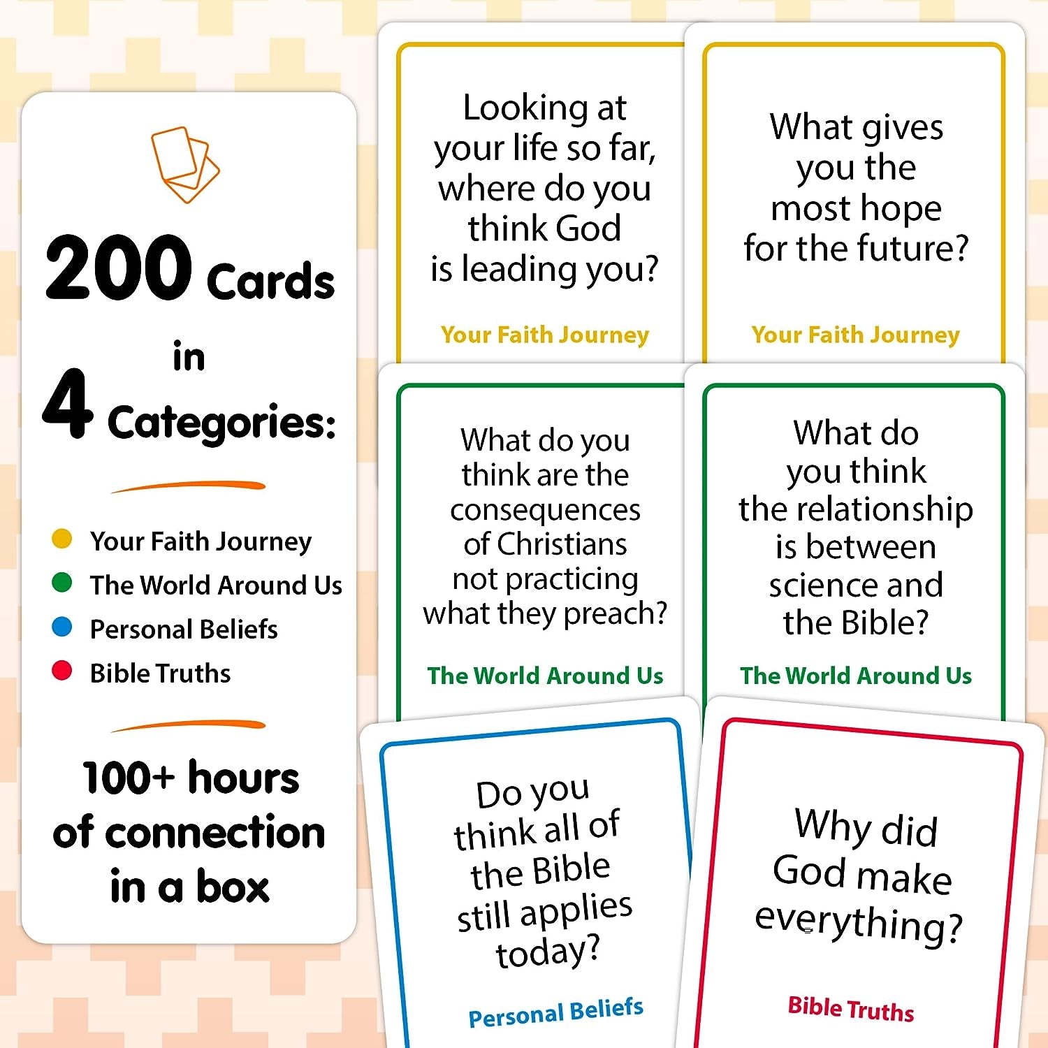 200 Conversation Cards for Christians Game - Explore Your Faith and Have Fun on Family Game Night, Bible Study or Youth Groups - Perfect for Church Groups, Couples Night, Easter Gifts