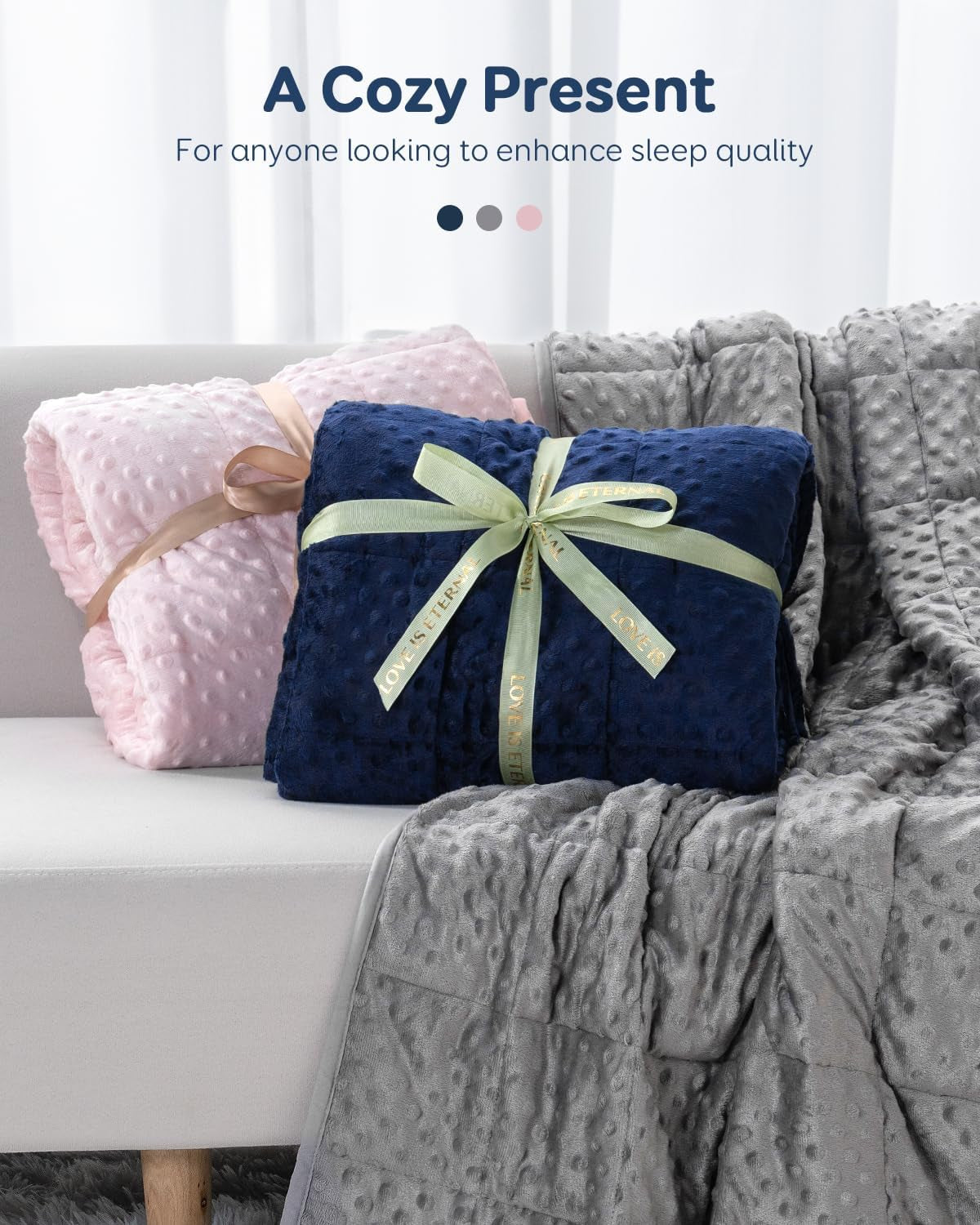 Breathable Weighted Blanket for Adults, 15 Lbs Ultra Soft Minky Dot Heavy Blankets, Reversible Cooling and Warm Blanket for All Seasons, Machine Washable, 60"X80" Queen Size, Grey